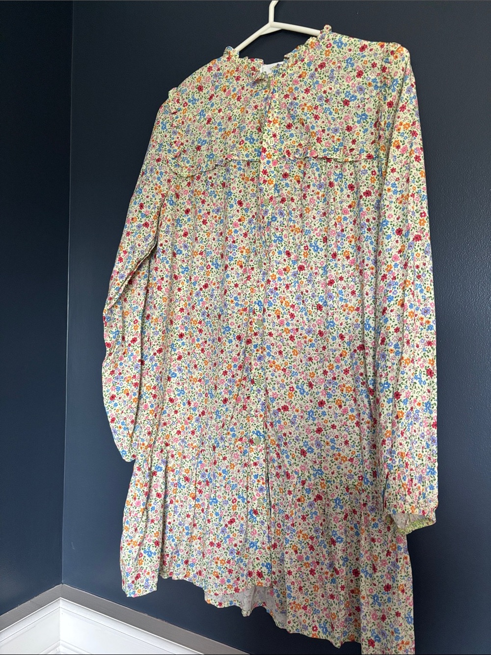 Mango Floral Multicolor Long-Sleeve Smock Dress